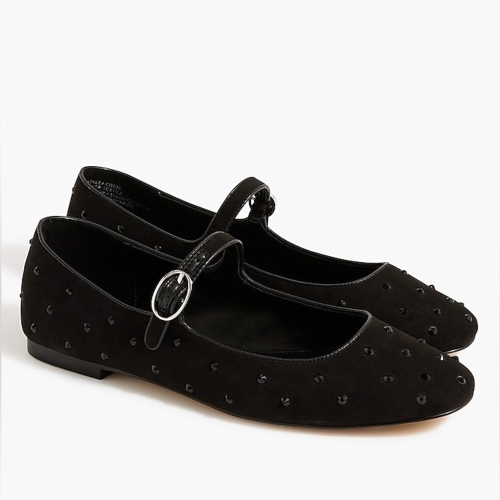 J. Crew Rhinestone Mary Jane Black flats Size 7